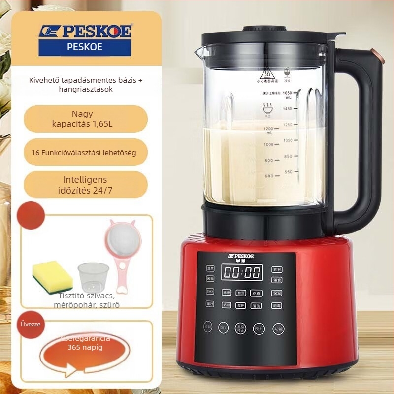 Félszférikus all-in-one szója tej és gyümölcslé készítő – 1,2 L+ kapacitás, érintéses vezérlés, szűrő nélküli őrlés, 3D fűtés, forró szárítás és sterilizáció