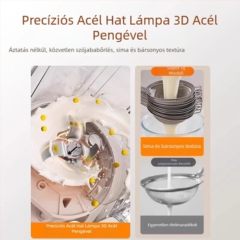 Szójatej készítő gép, rozsdamentes acél test, 800W, szita nélküli őrlés, alsó lemezes fűtés, melegen tart 4–5 adagot