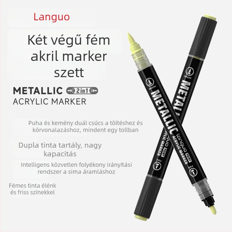 Blue Fruit Kétoldalú fémes akril marker készlet általános iskolások számára — rajzoláshoz és vonalvezetéshez, egymásra tehető