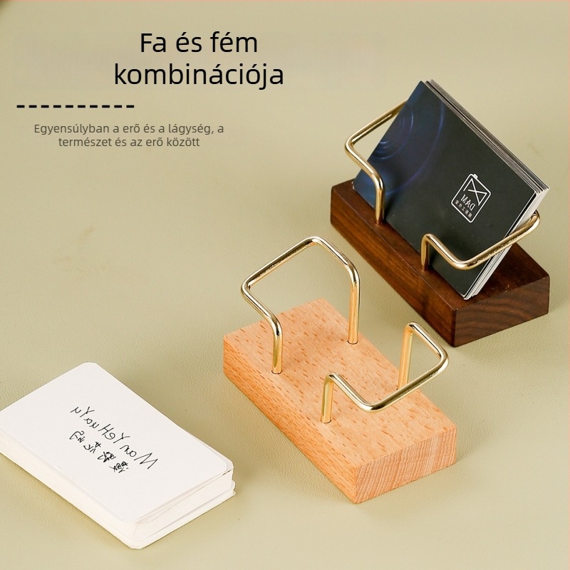 Fából készült kártyatartó, természetes fa, modern egyszerű stílus, otthoni és irodai használatra.