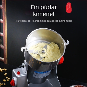 Háztartási univerzális porőrlő ultrafin acélőrléssel, kapacitás 2000 g, >40 000 rpm, pohár rozsdamentes acélból, test rozsdamentes acélból, 6+ pengével
