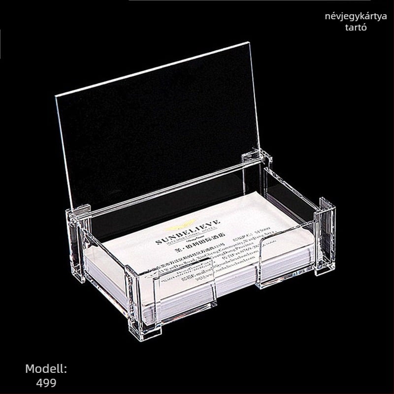 Üzleti névjegykártya tartó, PS anyag, modell 499, egyrétegű, geometriai forma, logó nyomtatás lehet