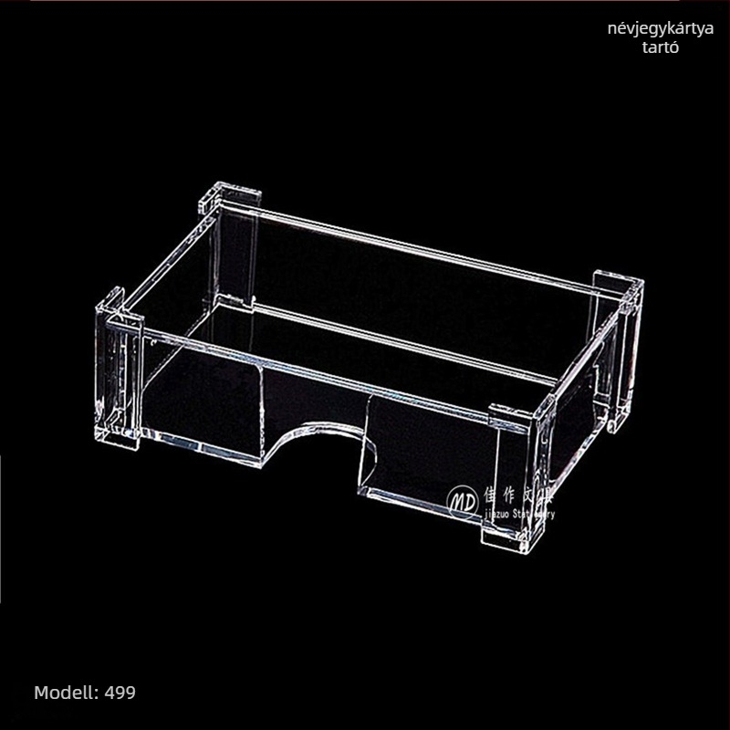 Üzleti névjegykártya tartó, PS anyag, modell 499, egyrétegű, geometriai forma, logó nyomtatás lehet
