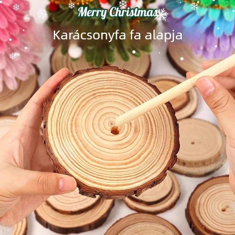 Fenyőfa alap karácsonyfadíszekhez, DIY díszalap