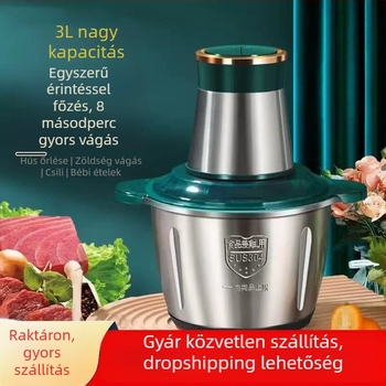 3 literes rozsdamentes acél konyhai processzor 2 sebességű vezérléssel és 4 pengés rendszerrel