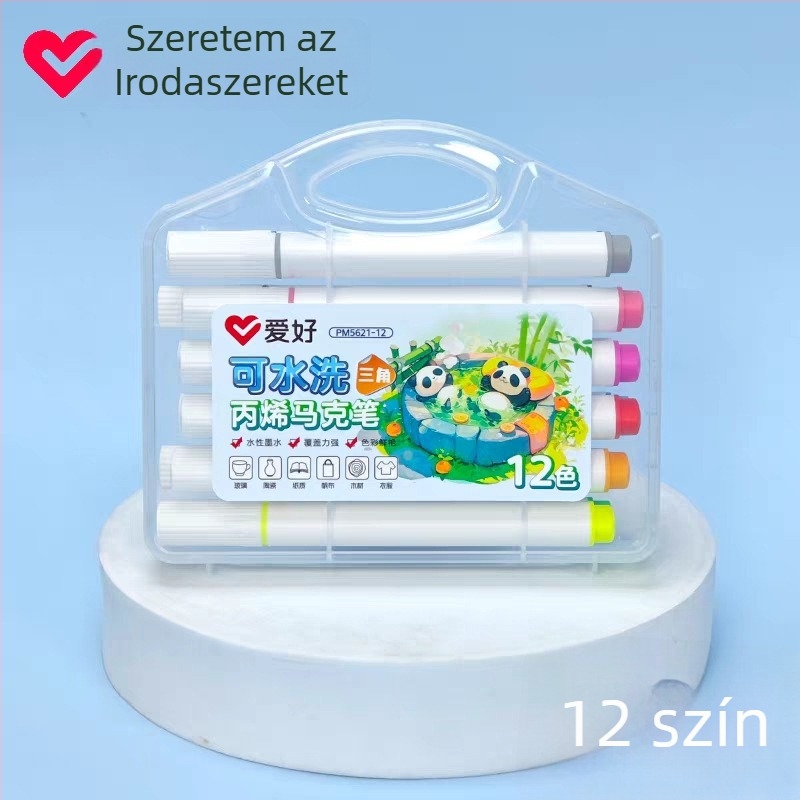PM5621 víz alapú, mosható akril marker háromszög markolattal, gyerekeknek