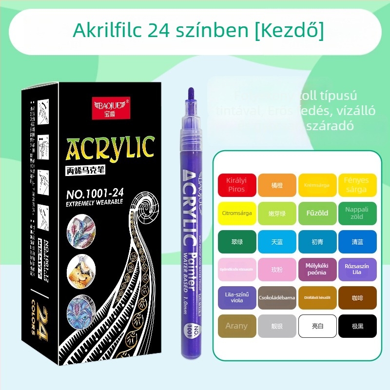 Baojue akril marker készlet, fakulásálló, diákok számára, kézi festéshez