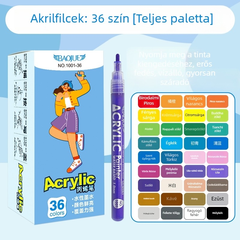 Baojue akril marker készlet, fakulásálló, diákok számára, kézi festéshez