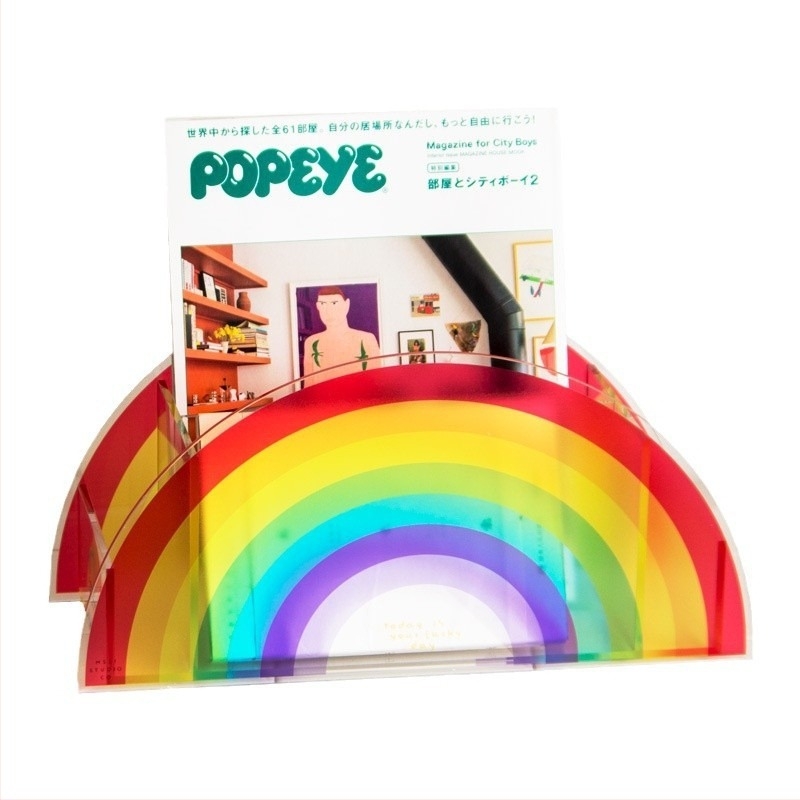Akril írószert- és magazintároló doboz, modell 396, 120 L kapacitás, osztott rekeszekkel, csíkos mintával