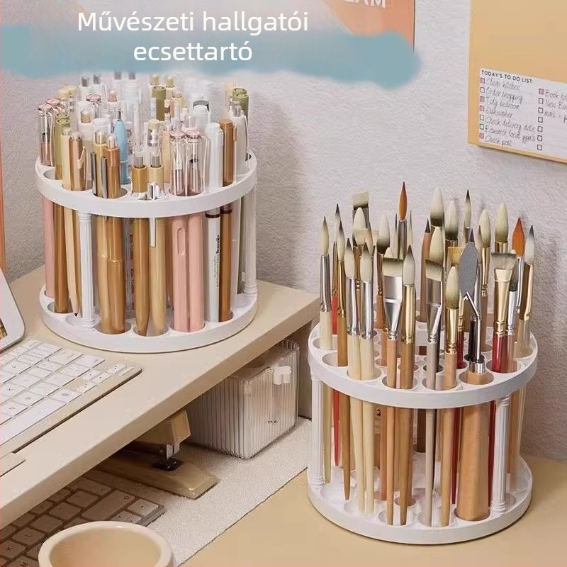 6 rétegű tároló állvány művészeti kellékekhez és sminkecsetekhez – asztali toll- és ecsettartó