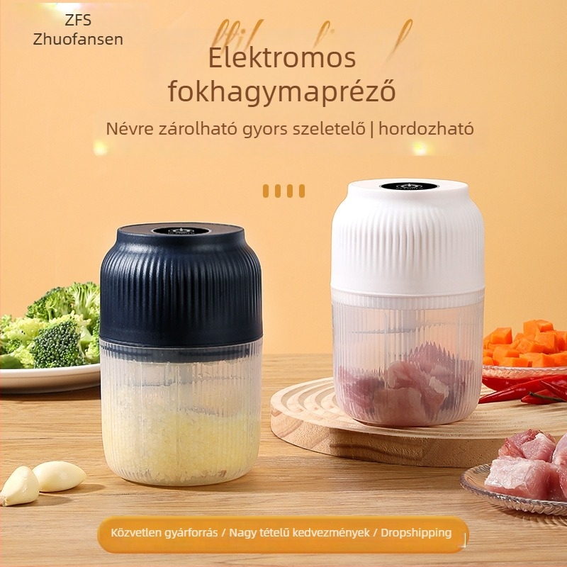 Elektromos fokhagyma aprító – újratölthető, hordozható, kapacitás kevesebb mint 1 L, 6+ pengével, teljesen automata
