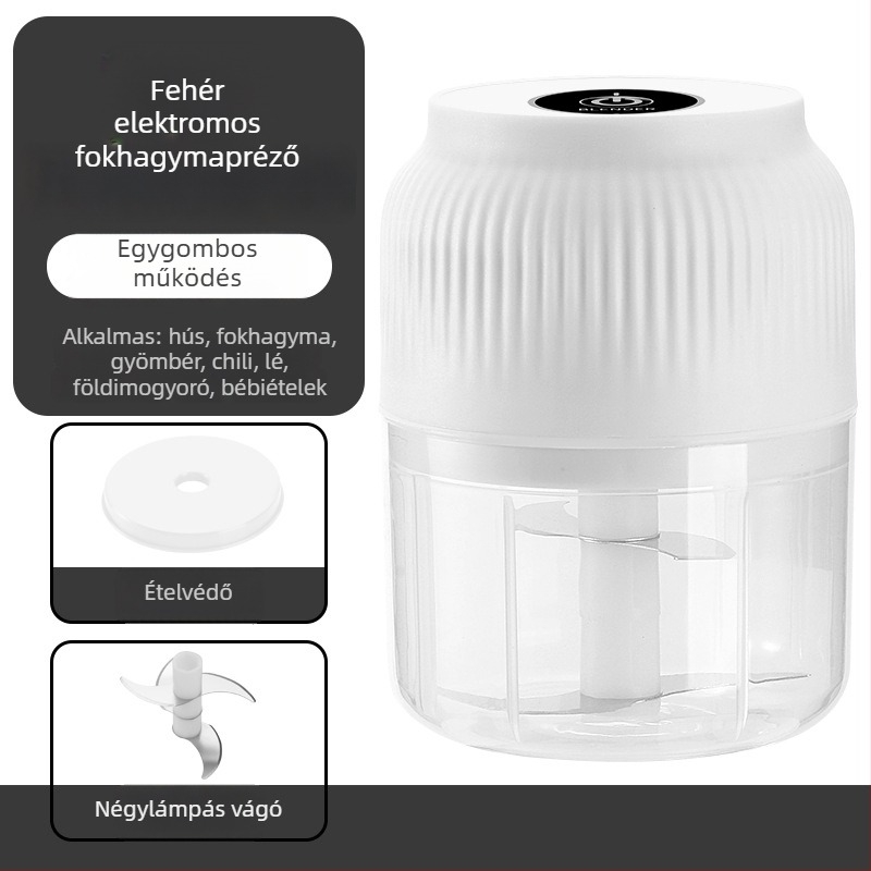 Elektromos fokhagyma aprító – újratölthető, hordozható, kapacitás kevesebb mint 1 L, 6+ pengével, teljesen automata