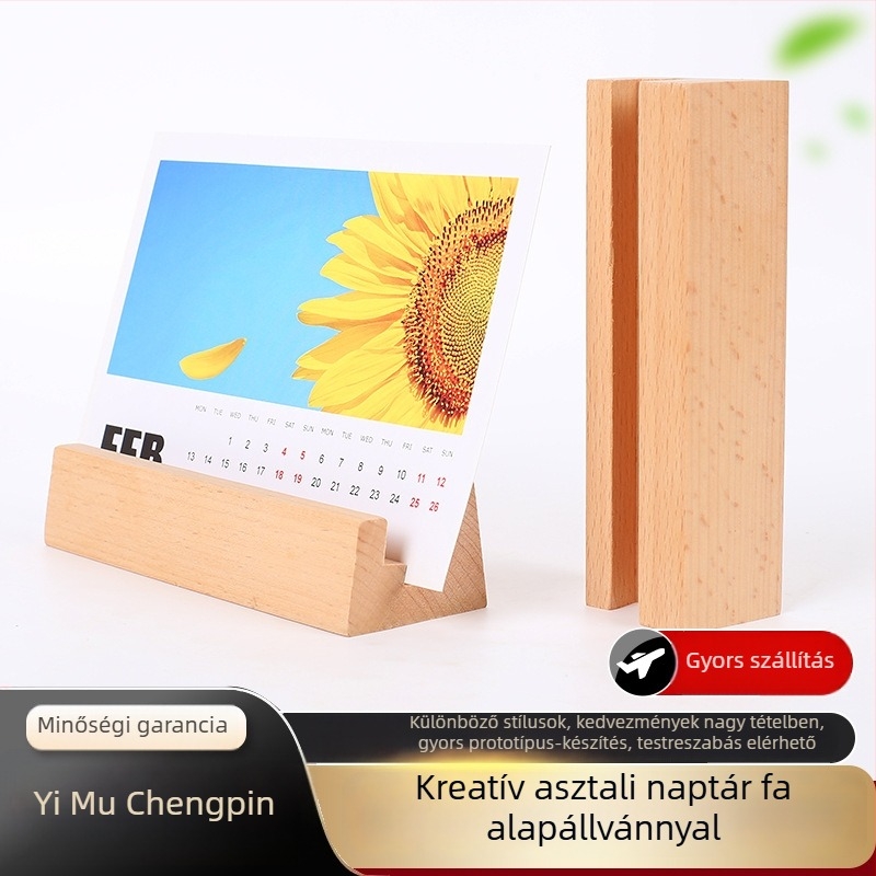 Fából készült asztali állvány naptárhoz, képeslapokhoz, menühöz és jegyzetekhez, új kínai stílusú alap