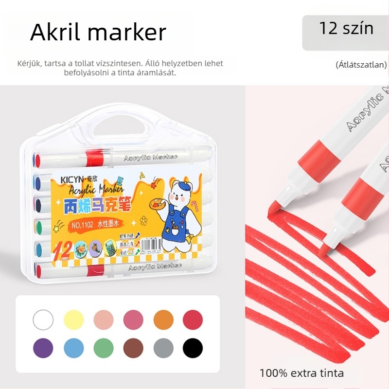 Akril marker tollak gyerekeknek, mosható, iskolai és óvodai használatra