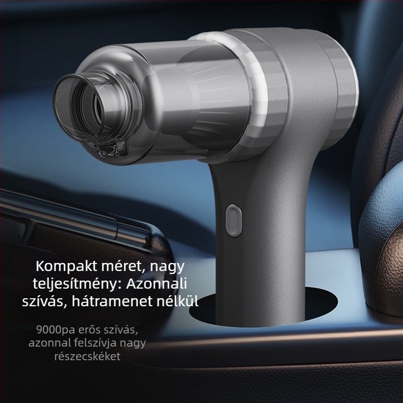 Kézi autós porszívó, újratölthető, 60W, 7.4V, 9000Pa