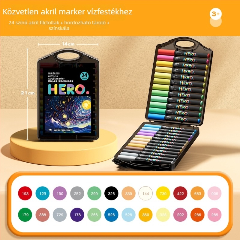 Közvetlen folyékony akril marker puha hegye, akvarelhez, Hero H2039