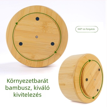 Forgó íróeszköz-tároló az asztalra, fa alapanyagú, osztott rekeszekkel, modell L0316