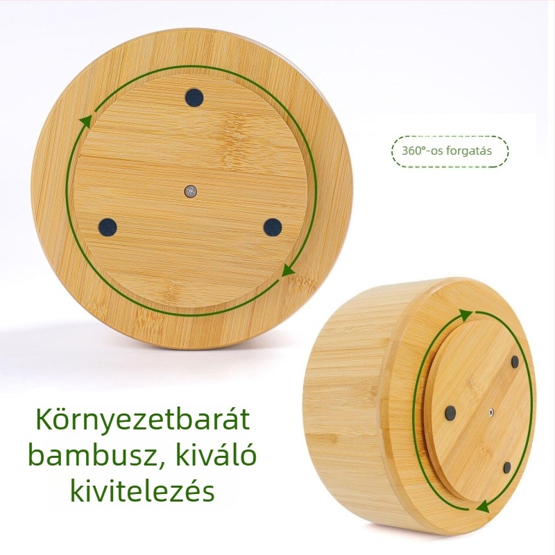 Forgó íróeszköz-tároló az asztalra, fa alapanyagú, osztott rekeszekkel, modell L0316