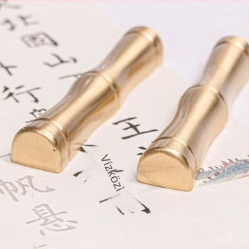 Brass toll- és ecsettartó, antik stílusú, Bamboo pen shelf modell, dekoratív irodai kiegészítő