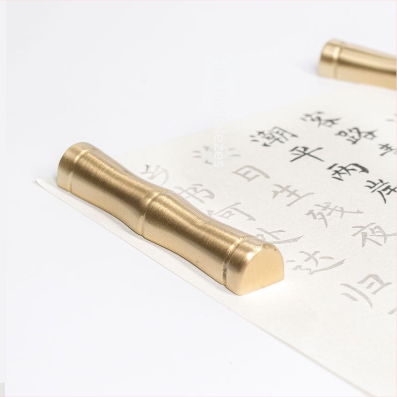 Brass toll- és ecsettartó, antik stílusú, Bamboo pen shelf modell, dekoratív irodai kiegészítő