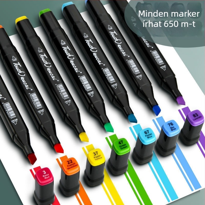 Kétoldalú marker készlet diákoknak – eredeti Touch markerek művészethez és animációhoz, olajalapú festőfilcek és akvarellfilcek