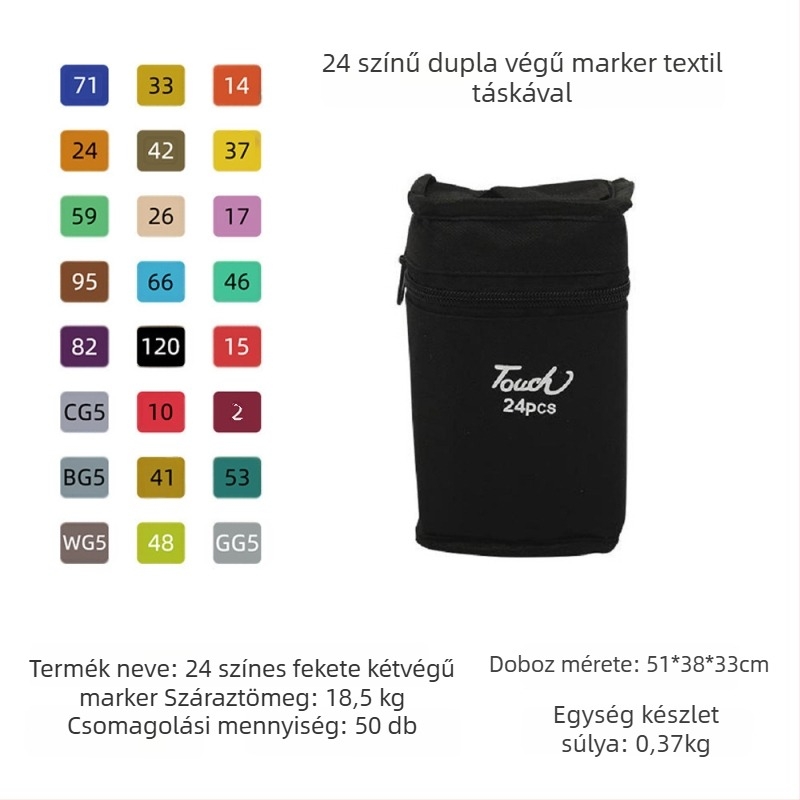 Kétoldalú marker készlet diákoknak – eredeti Touch markerek művészethez és animációhoz, olajalapú festőfilcek és akvarellfilcek