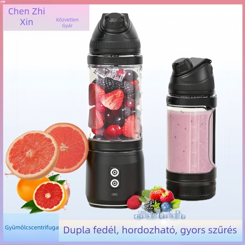 Hordozható gyümölcsprés 5+ pengével, 20 001–22 000 rpm, 250 W, 401–600 ml kapacitás, beépített akkumulátor