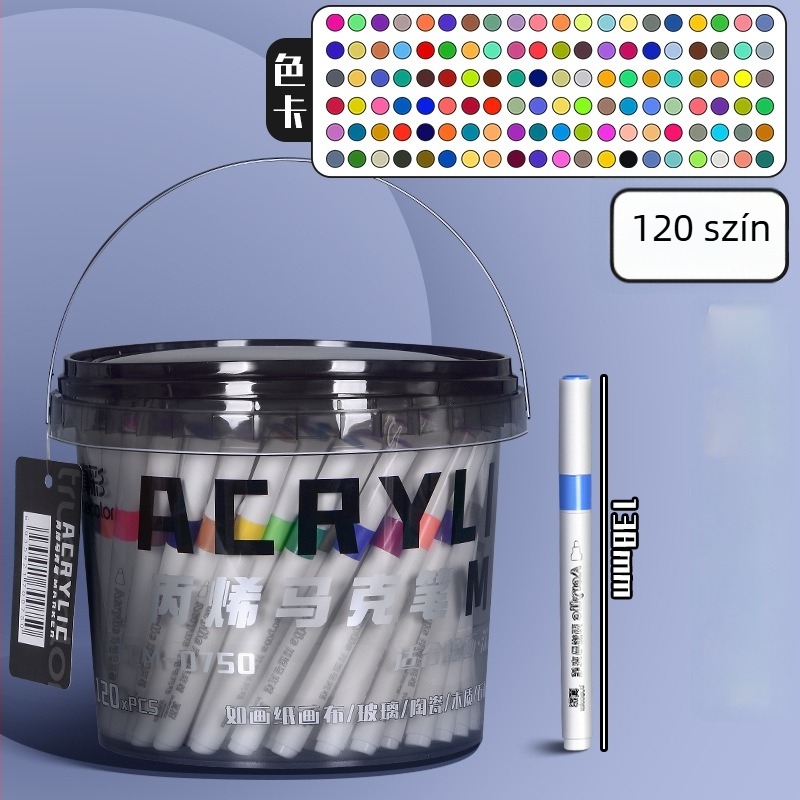 True Color akril marker készlet – 120 utántöltő, hordozható, magas esztétikai vonzerő, csomagolásban 120 patron