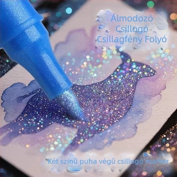 Puha hegyű akvarell-marker toll, csillogó gyöngyház befejezés, nem mérgező, fluoreszkáló