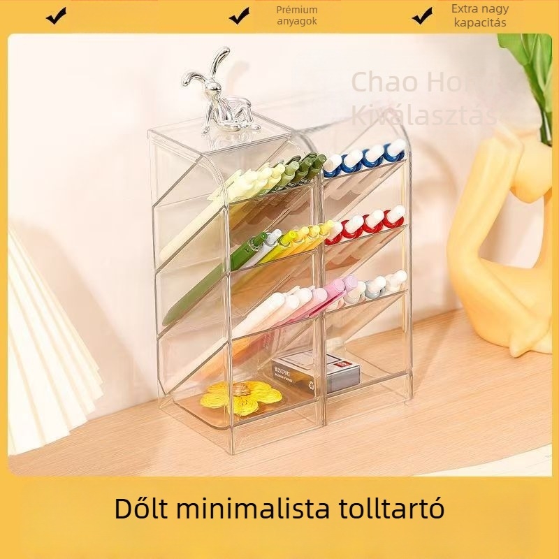 Grace diagonális tolltartó - műanyag, négyszögletes forma, logónyomtatás elérhető, testreszabás lehetséges