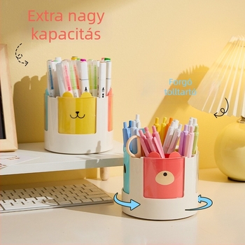 Jelis Forgó tolltartó diákoknak | Kör alakú műanyag tolltartó, ajándékba alkalmas