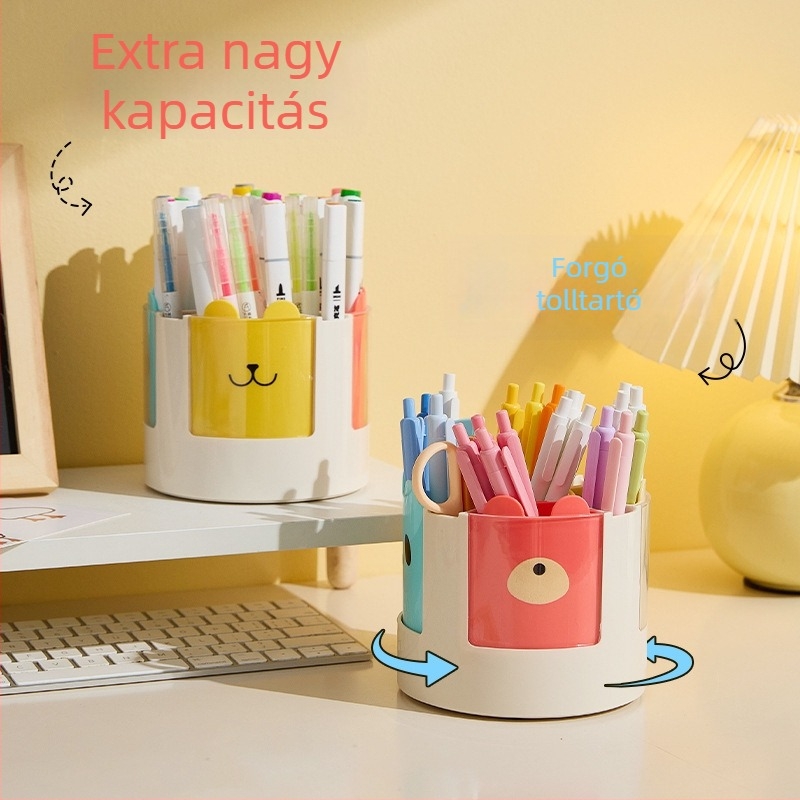 Jelis Forgó tolltartó diákoknak | Kör alakú műanyag tolltartó, ajándékba alkalmas