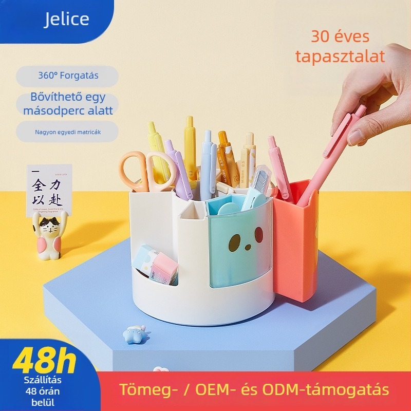 Jelis Forgó tolltartó diákoknak | Kör alakú műanyag tolltartó, ajándékba alkalmas