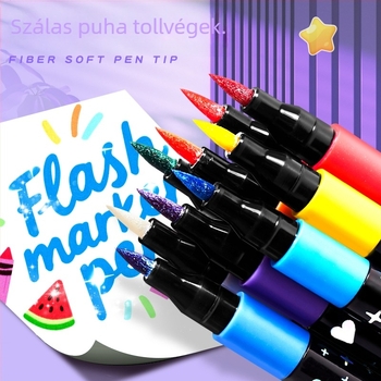 TOUCH CHENJI wj0827 Csillámló marker toll — víz alapú tinta, egyoldalas vég, ajándékdobozt tartalmazó csomagolás.