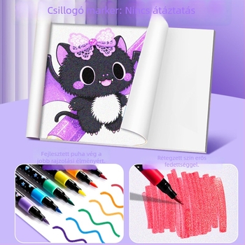 TOUCH CHENJI wj0827 Csillámló marker toll — víz alapú tinta, egyoldalas vég, ajándékdobozt tartalmazó csomagolás.