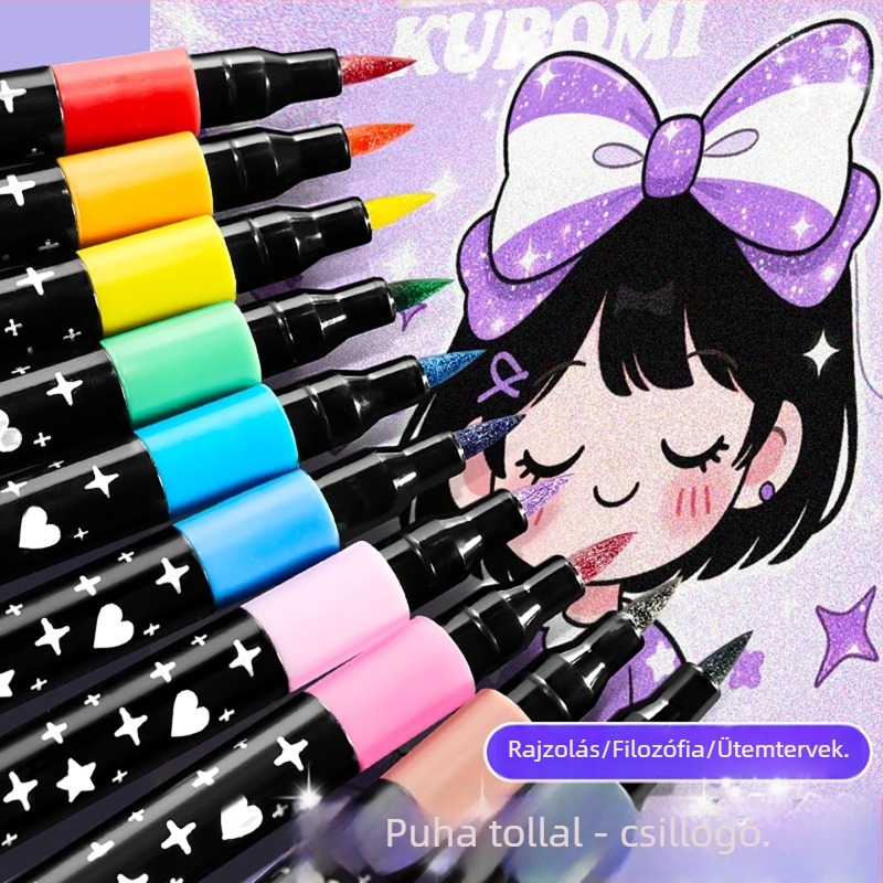 TOUCH CHENJI wj0827 Csillámló marker toll — víz alapú tinta, egyoldalas vég, ajándékdobozt tartalmazó csomagolás.