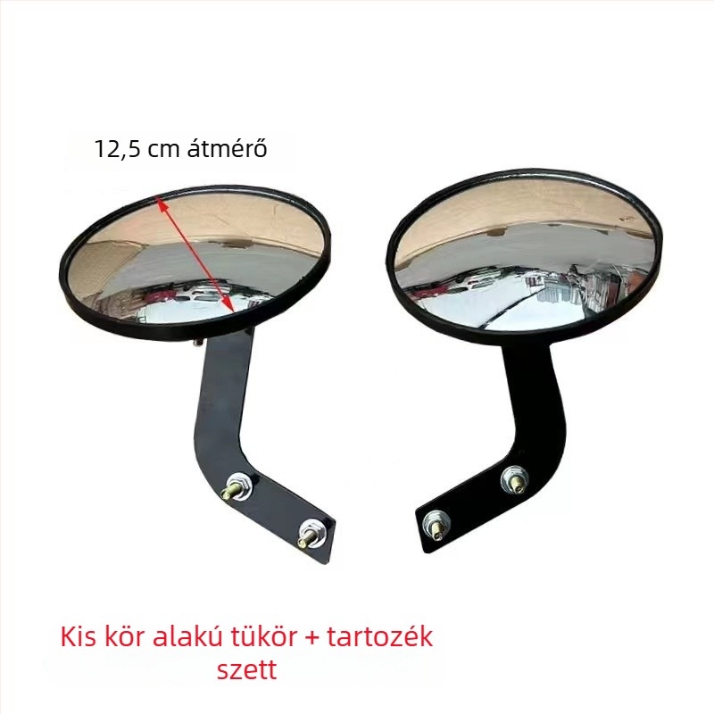 Elektromos háromkerekű tricikli tetővel és hátsó tükrökkel, mezőgazdasági felhasználású tricikli tükrök, konvex és kerek tükrök, nagyok és kicsik