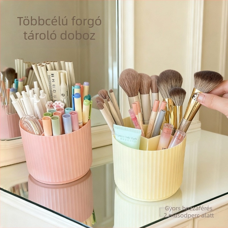 Forogó kerek PP tolltartó asztali rendező tollak és sminkecsetek számára, Modell 01, 110 g