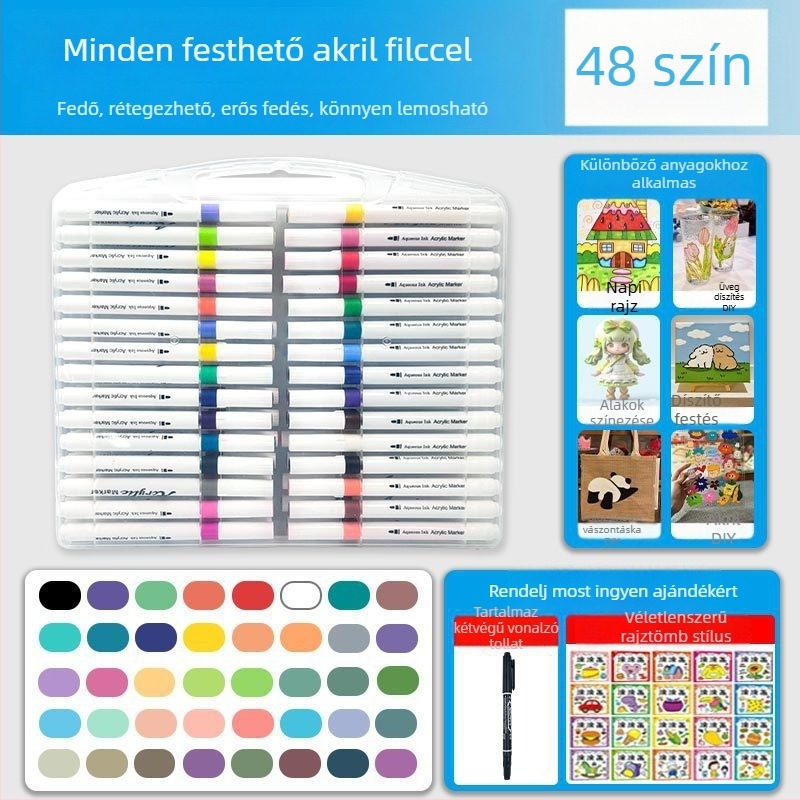 Akril filctollak, 60 darab, márka Looking for a bear, opák és egymásra tehetőek