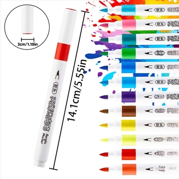 Puha hegyű akril marker, nagy kapacitású, átfolyásmentes, diákoknak, címkézési lehetőséggel