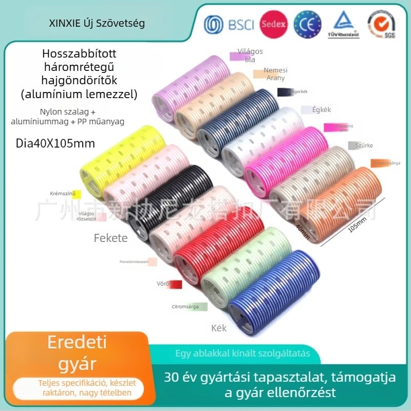 Öntapadós hajhenger frufruhoz, Xinxie curling barrel, anyag: nylon + alumíniumlemez + új műanyag mag