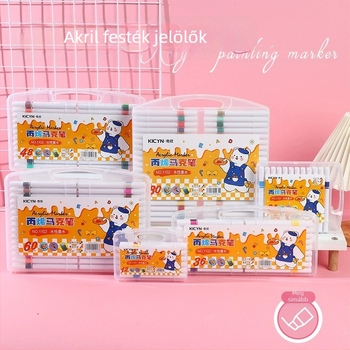 Puha végű akril filctoll gyerekeknek és diákoknak – ajándékdobozos csomagolás, vízálló DIY művészeti eszköz