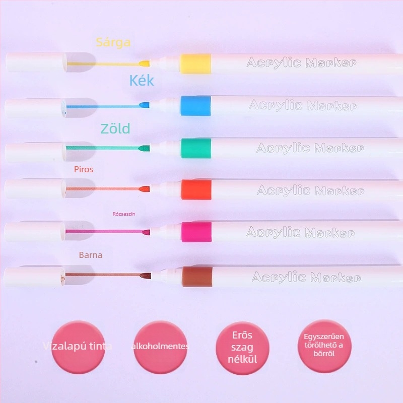 Puha végű akril filctoll gyerekeknek és diákoknak – ajándékdobozos csomagolás, vízálló DIY művészeti eszköz