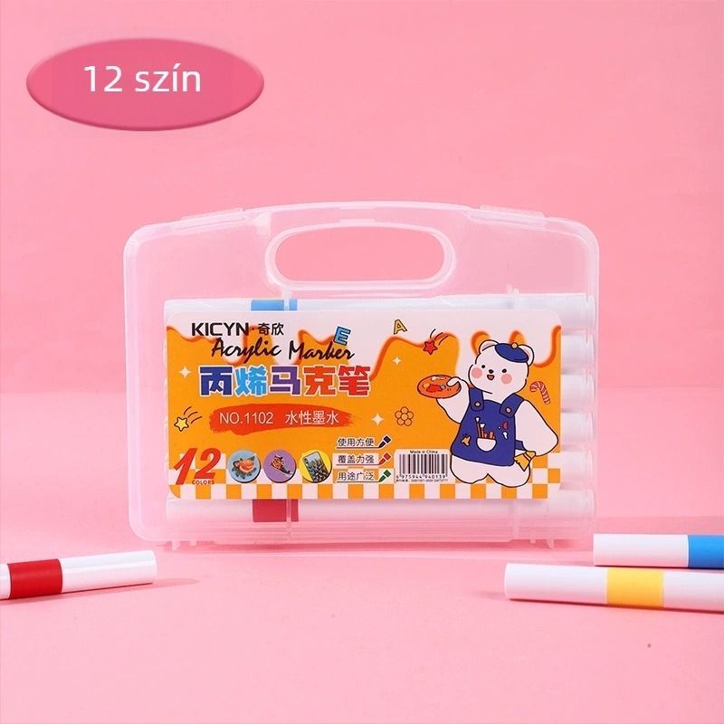 Puha végű akril filctoll gyerekeknek és diákoknak – ajándékdobozos csomagolás, vízálló DIY művészeti eszköz
