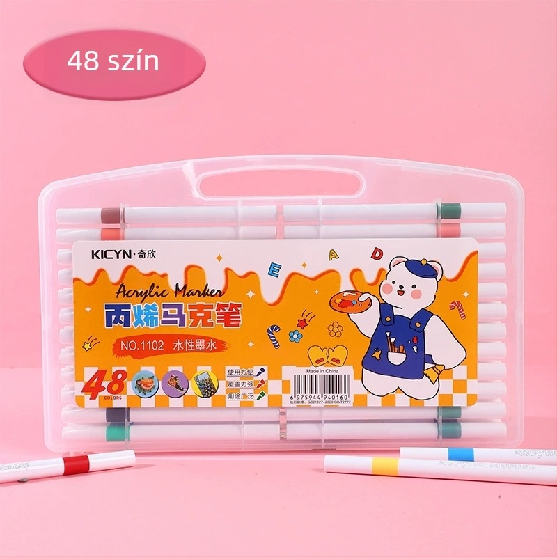 Puha végű akril filctoll gyerekeknek és diákoknak – ajándékdobozos csomagolás, vízálló DIY művészeti eszköz