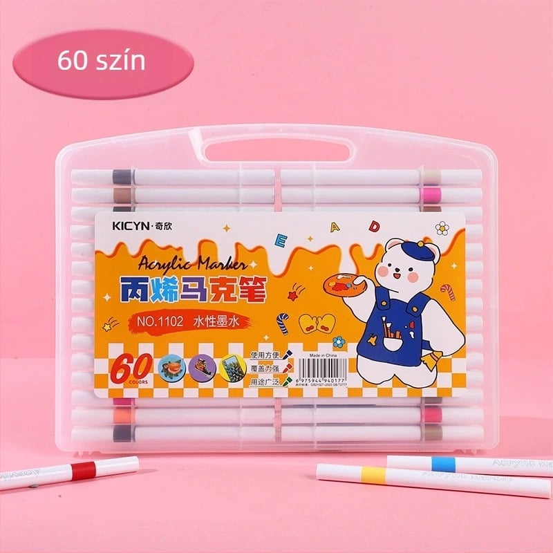 Puha végű akril filctoll gyerekeknek és diákoknak – ajándékdobozos csomagolás, vízálló DIY művészeti eszköz