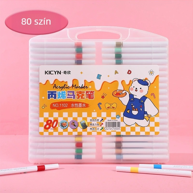 Puha végű akril filctoll gyerekeknek és diákoknak – ajándékdobozos csomagolás, vízálló DIY művészeti eszköz