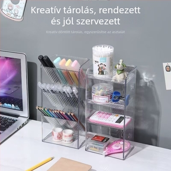 Ferde tolltartó tároló asztalra, többszintű, átlátszó tükrös szekrény, modell 0037, műanyag