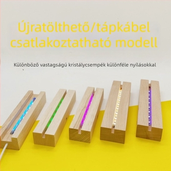Tömörfa hosszú lámpatartó, koreai stílusú éjjeli fény DIY animációs kártyákhoz, akril díszek