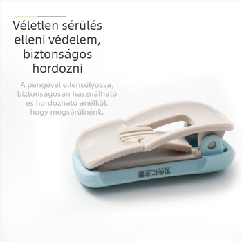 KOKUYO Guoyu Karu-Cut mini kézi ragasztószalagvágó, rozsdamentes acél test, modell T-SM401LB, méretek 40×20×20 mm, szalag szélesség legfeljebb 25 mm